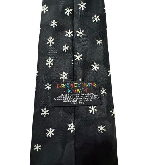 Looney Tunes Mania Christmas Tree Snowflakes Bugs Bunny Tweety Taz Necktie 1996 - Picture 4 of 7